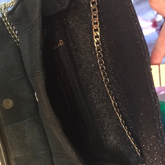 Olivia Graye Black Sparkle Clutch with Shoulder Chain - Picture 7 of 7